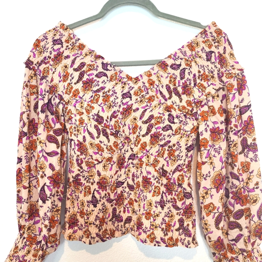 BB DAKOTA Steve Madden Paisley Print Smocked Blouse Top NEW - Picture 4 of 11
